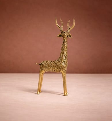 Handcrafted Brass Medium Tribal Deer Showpiece