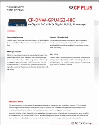 CP-DNW-GPU4G2-48C 4x Gigabit PoE Switch CP-DNW-GPU4G2-48C 4x Gigabit PoE Switch