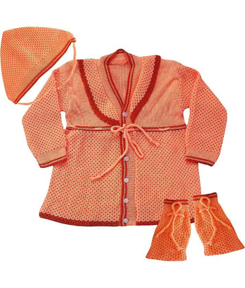 LITTLE PANDA Baby Girls Woollen Cardigans ( Peach )