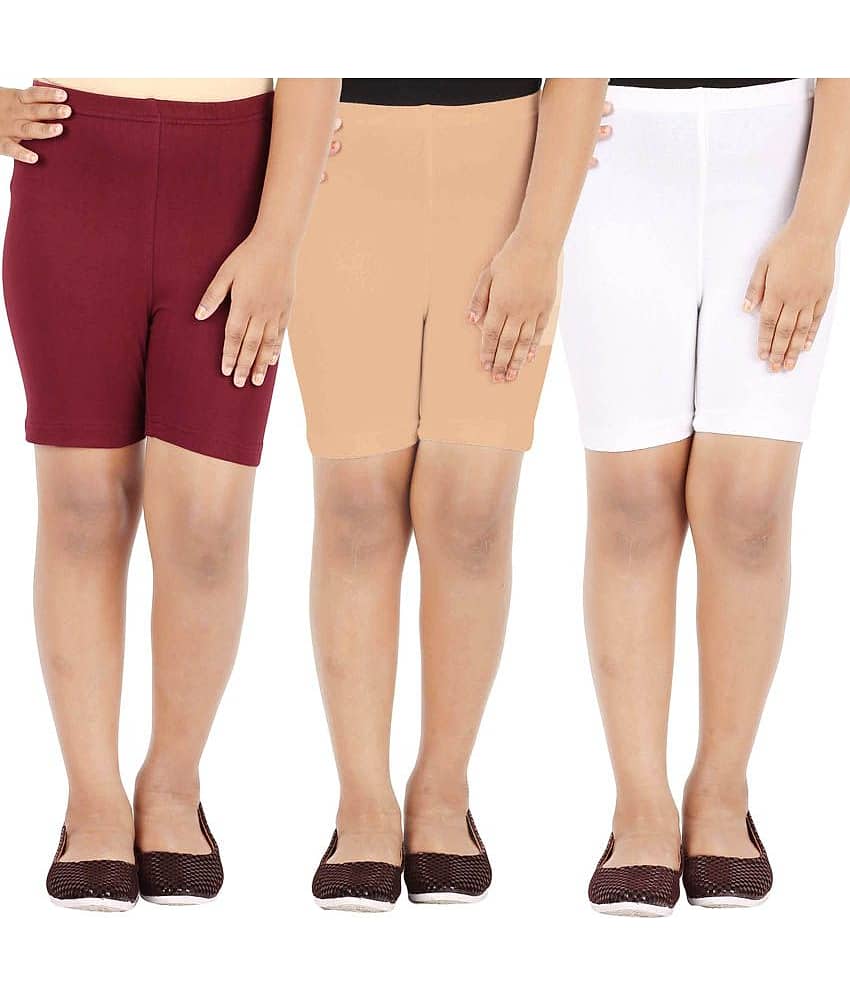 LULA Pack of 3 Girls Cotton Blend Cycling Shorts ( Multicolor )