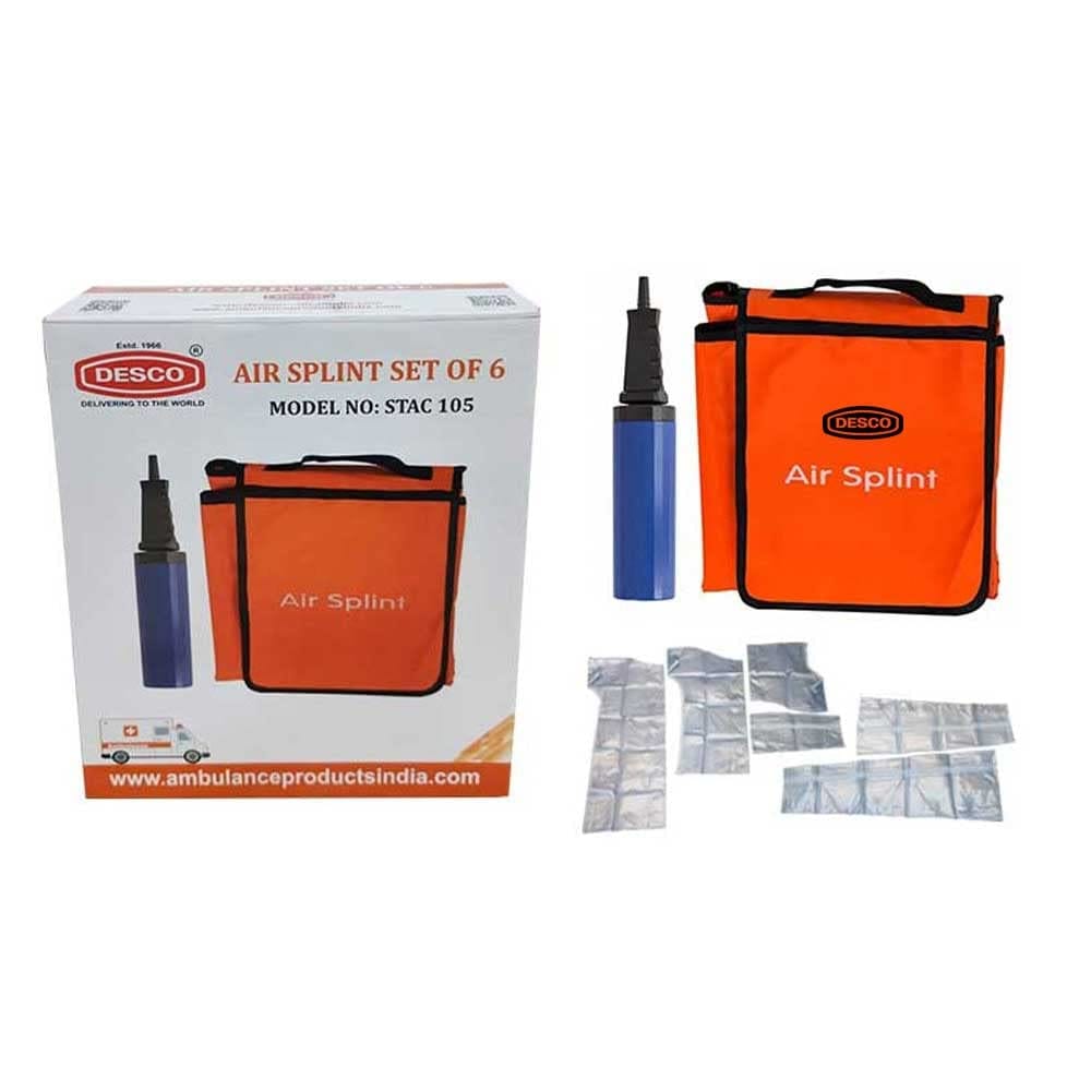 DESCO Air Splint Set of 6 for Arm, Leg, Hand & Foot