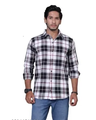 BASHUN Men's Black Checks Soft Touch Regular Fit Cotton Shirt