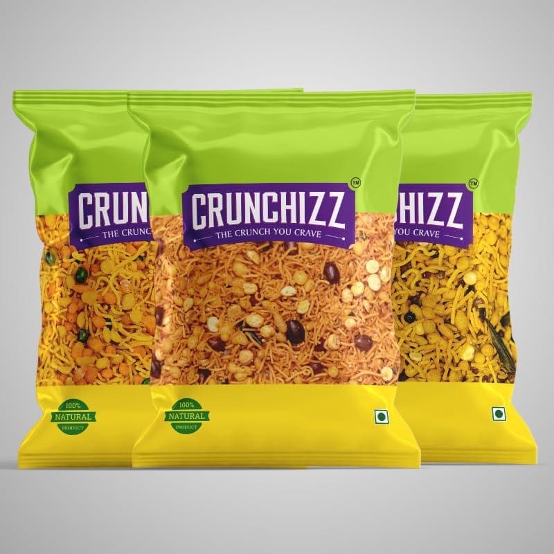 CRUNCHIZZ - 3 in 1 - NAMKEEN MIXTURE COMBO I Spicy, Crunchy, Authentic I No Artificial Additives I Perfect Tea-Time Bites I SPICY, SWEET & BOMBAY Mixture I 150 Grams Each I Total 450 Grams