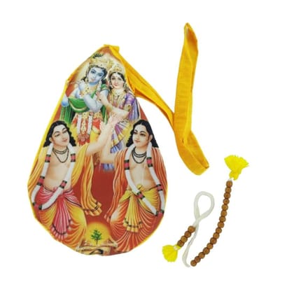 MAYAPURI Radha Krishna Gour Nitai Printed Japa Bag/Chanting Bag with Sakshi Mala Counter MAYAPURI Radha Krishna Gour Nitai Printed Japa Bag/Chanting Bag with Sakshi Mala Counter