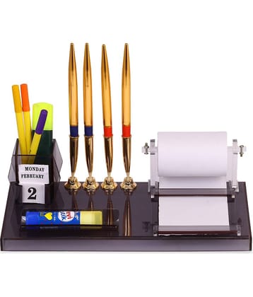 Rasper Multipurpose Desk Organiser Acrylic Pen Stand For Office & Study Table Stylish Pen Pencil Holder Office Table Top For Gifting (11.5x5.5 Inches)