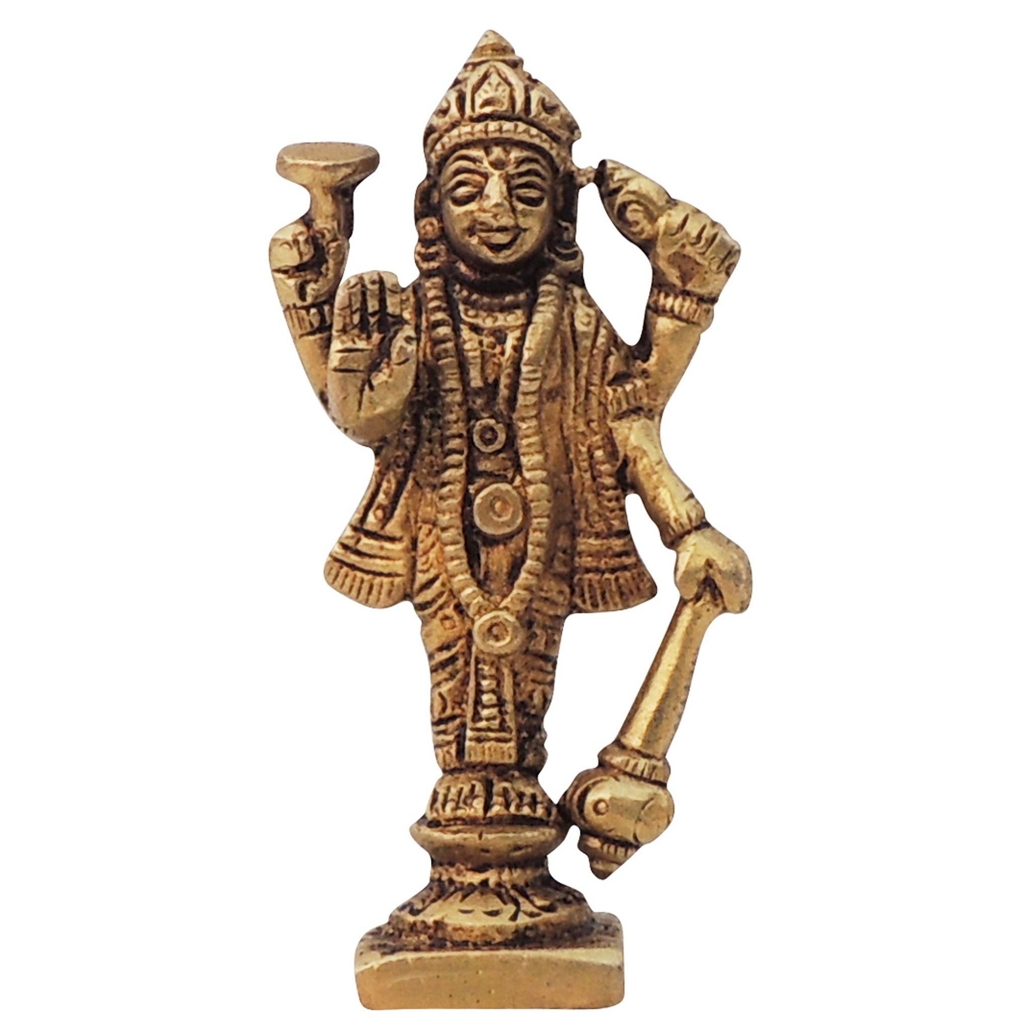 Brass Vishnu Ji Murti - Devotional Hindu God Idol for Temple, Height : 3.5 Inch (BSMAS1596 V)