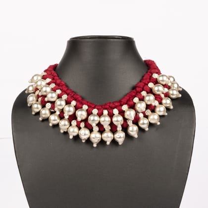 Tribes India Two Line Ghungru Necklace Tribal Design (Multi-Color Thread)