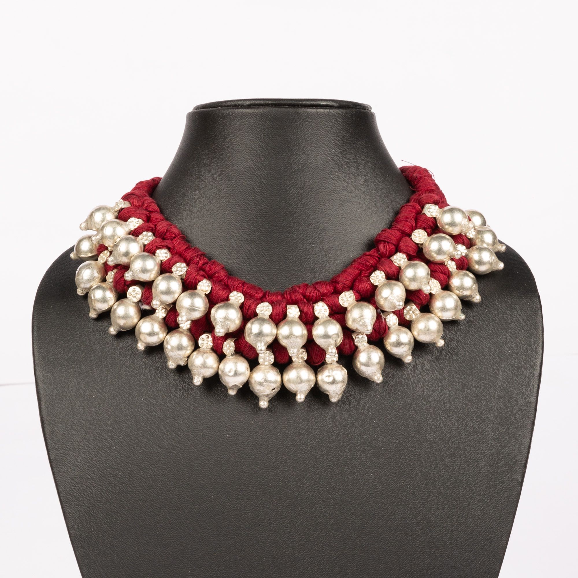 Tribes India Two Line Ghungru Necklace Tribal Design (Multi-Color Thread)