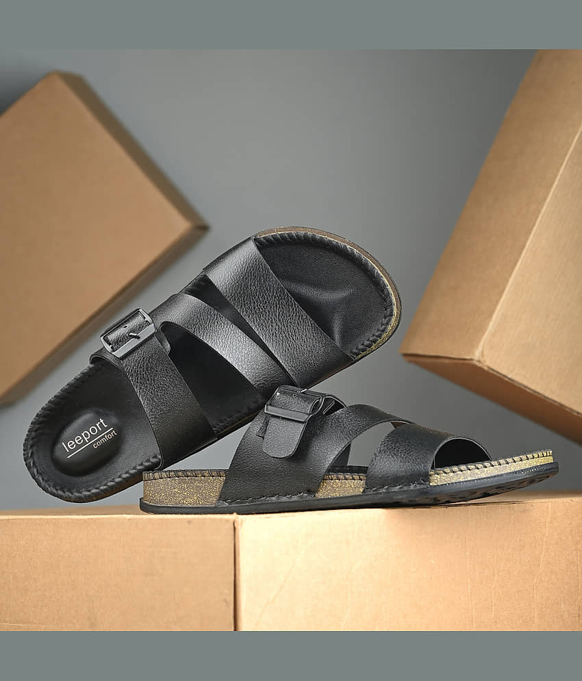 Leeport Black Men's Slide Flip Flop