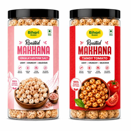 Tangy Tomato And Himalayan Pink Salt Makhana Combo 100*2=200g - Bihari Basket