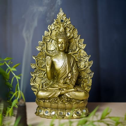 Craftlayout Resin Setting Under Tree Meditating Lord Buddha Statue - Gold, 23Cm Craftlayout Resin Setting Under Tree Meditating Lord Buddha Statue - Gold, 23Cm