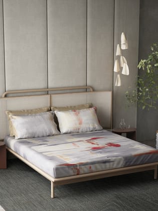 DDecor 100% Combed Cotton Super King Bedsheet with 4 Pillow Covers | Abstract 136TC | Soft & Comfortable | Perfect for Everyday Bedroom Use | Icons Collection | 274 CM X 274 CM