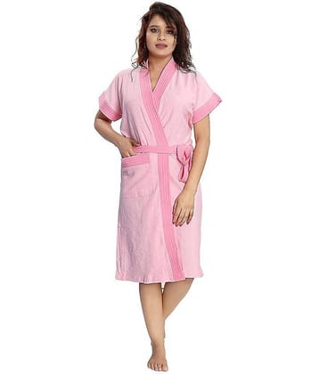 Poorak Pink Free Size Bathrobe ( Pack of 1 )