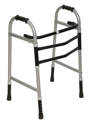 Tan45 Lightweight Folding Walker for Seniors | Powder Coated Adjustable Walker for Adults, Elderly, Handicapped | Medical Walking Stand for Old People | Portable and Durable Frame