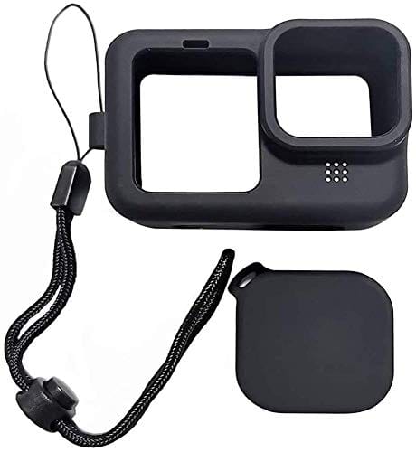 Yantralay Silicone Protective Cover & Lens Cap Kit Compatible with Hero 12/11/10/9 - Lanyard Sleeve Protective Cover with Silicone Lens Cap - Action Camera Accessories - Black Black