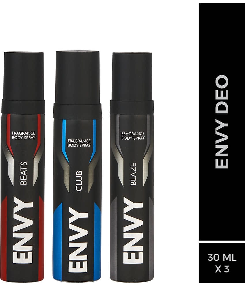 Envy Beats, Blaze & Club Long Lasting Nano Deodorant Spray For Men 30 ml Each ( Pack of 3 )