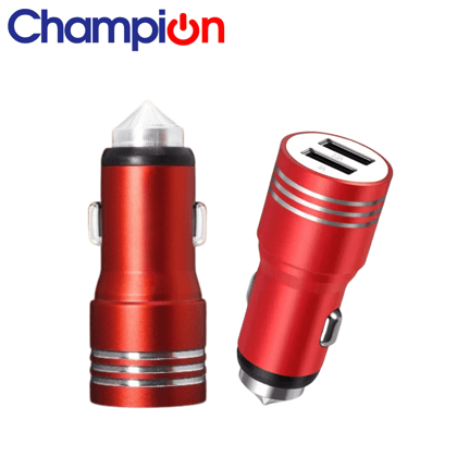 Champion Dual Port USB Metallic Fast Car Charger 2.4A For All Android And Apple Phones