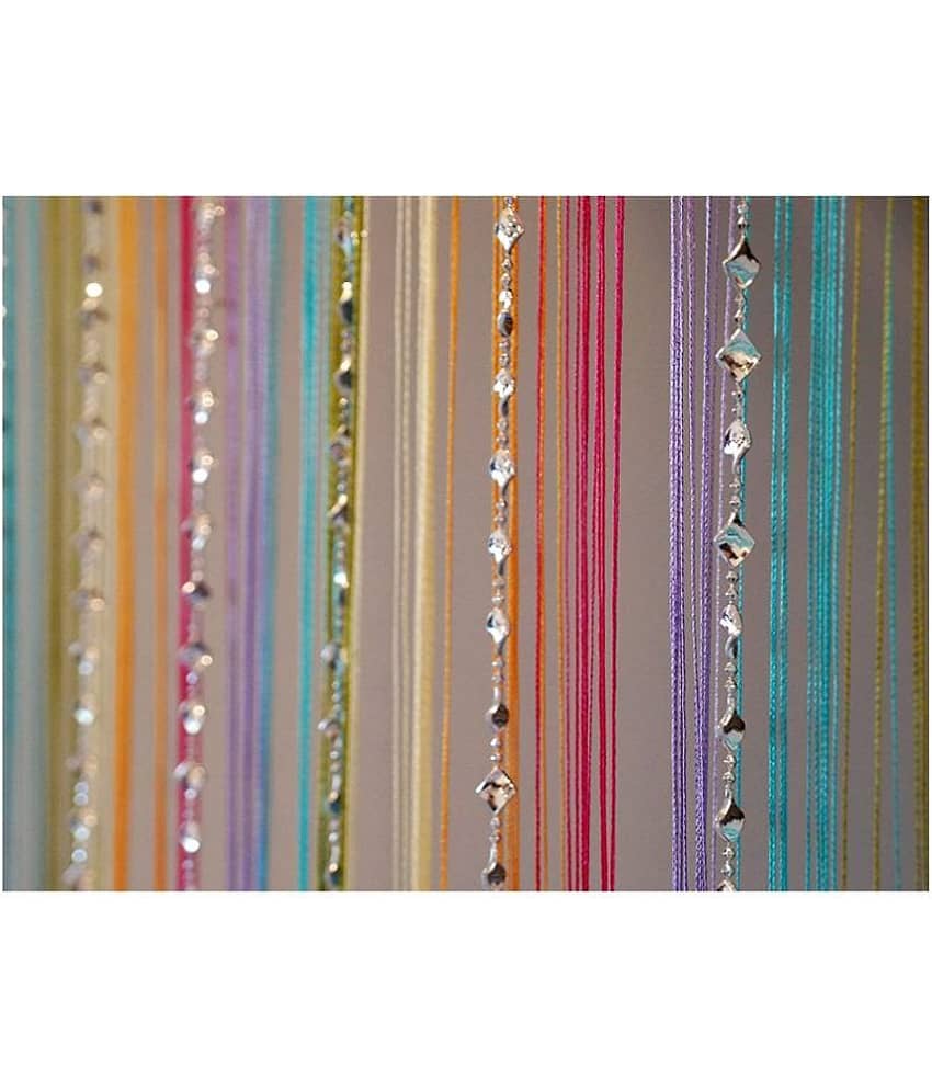 PINDIA Beaded Semi-Transparent Eyelet Curtain 7 ft Single - Multi