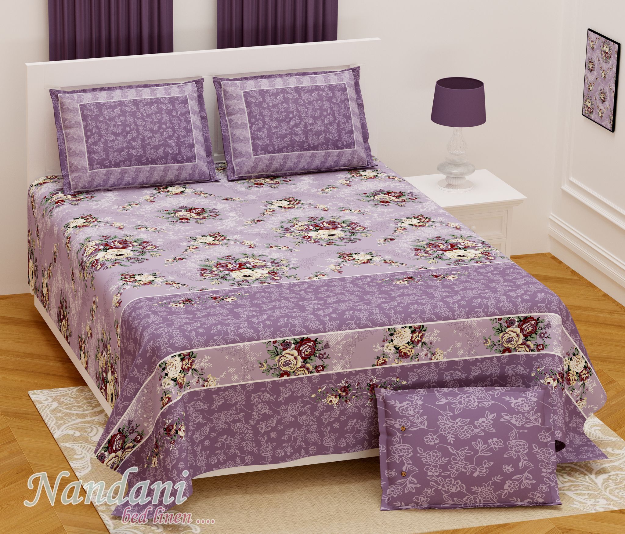 Bedsheet  Designer Jaipuri Sanganeri Pure Cotton Bedsheet Set (Double)