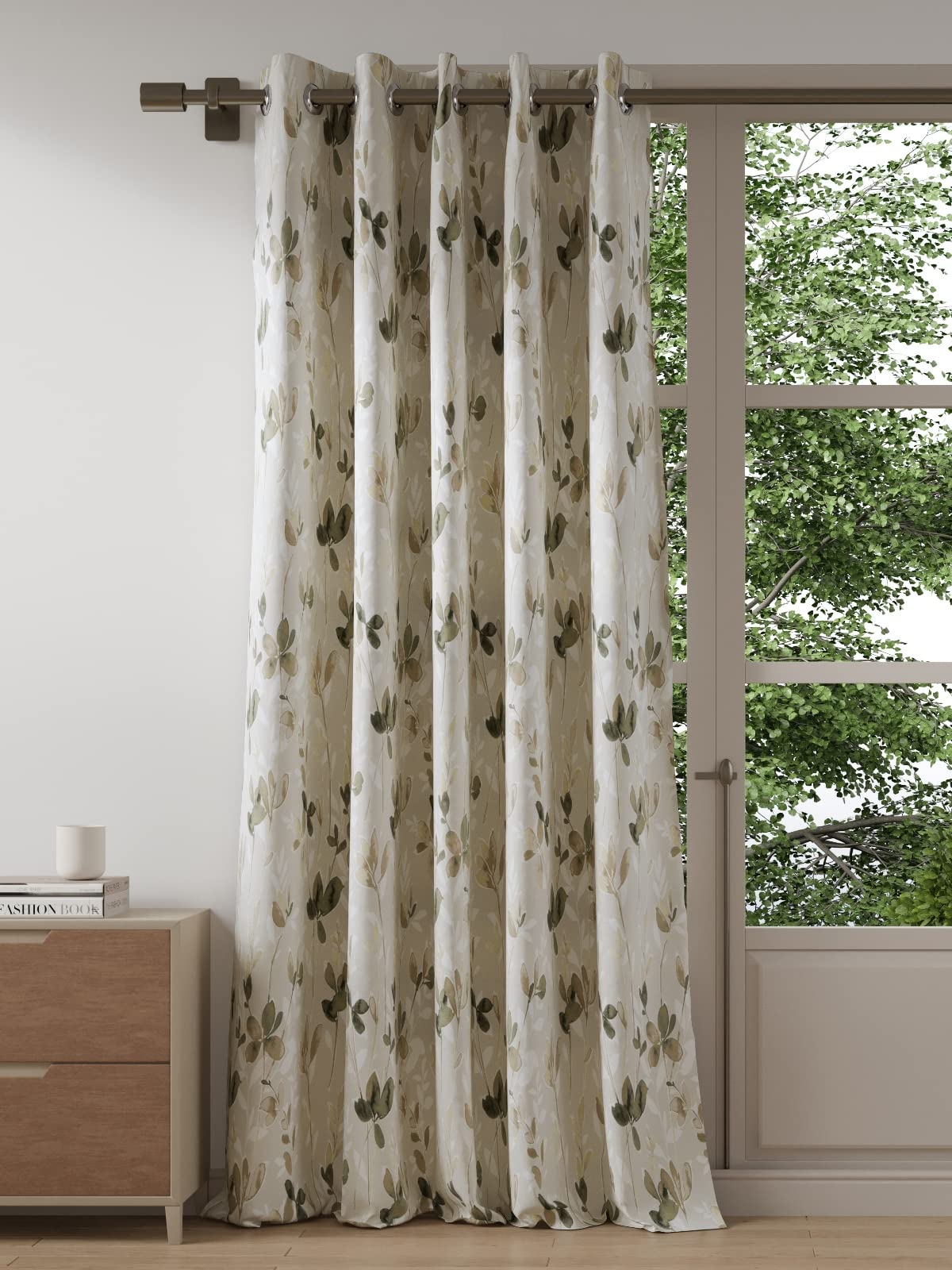 DDECOR - 100% PolyesterLeaves PatternDoor 7 Ft|135 CM X 225 CM| - Brown