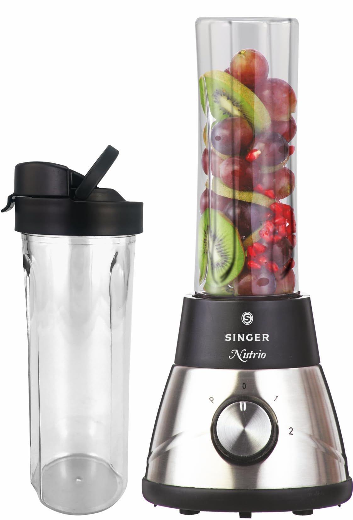 SINGER Multifunction Combo Blender | High Speed Nutri Blender/Mixer/Juicer/Smoothie Maker | 300-Watts | 2 Jars | Stainless Steel Blades & Body | Compact Design | Black | 2-Year Warranty SINGER Multifunction Combo Blender | High Speed Nutri Blender/Mixer/