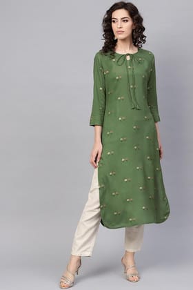 Women Green Color Printed Fancy Kurti VCK1164