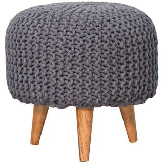 Keeva Grey Round Footstool Keeva Grey Round Footstool