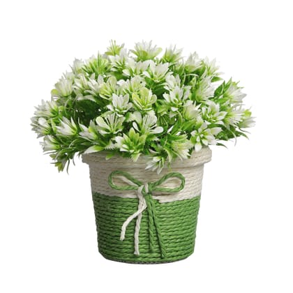Foliyaj Artificial Plant with White Leaves|Bonsai Tree|Artificial Flower|with Pot|Home Decor for Living Room Home Office Shop|House|Gift|Decoration