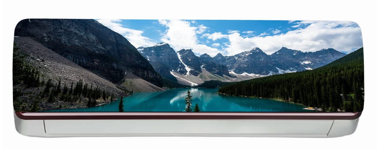DreamKraft Beautiful Mountains with Ocean View AC Sticker (Multicolor PVC Vinyl, 30cm X 91cm)
