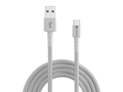 Portronics Konnect B Micro USB Cables For Fast Charging & Data Sync 3.0 Amp with PVC Heads, Nylon Braided, 1 mtr - White