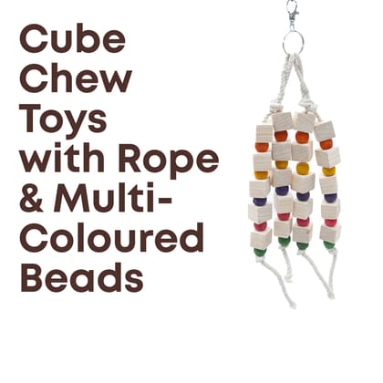 Cube Chew Toys with Rope and Multi-Coloured Beads