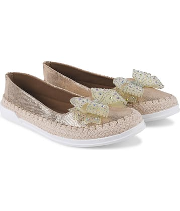 JM Looks Gold Women's Ethnic Ballerinas