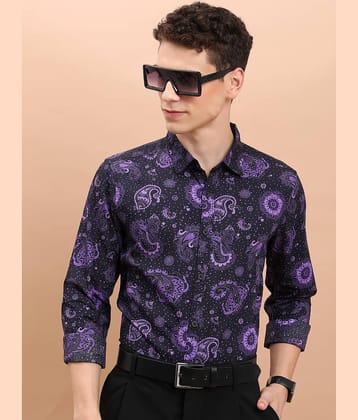 Ketch 100% Cotton Slim Fit Printed Full Sleeves Men's Casual Shirt - Black ( Pack of 1 )