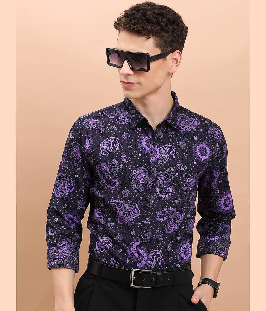 Ketch 100% Cotton Slim Fit Printed Full Sleeves Men's Casual Shirt - Black ( Pack of 1 )