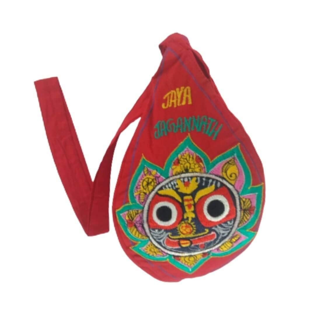 MAYAPURI Jay Jagannath Traditional Embroidery Japa Mala Bag/Japa Bag/Cotton Bead Bag/Chanting Bag with Zip Pocket (Pack of 1)