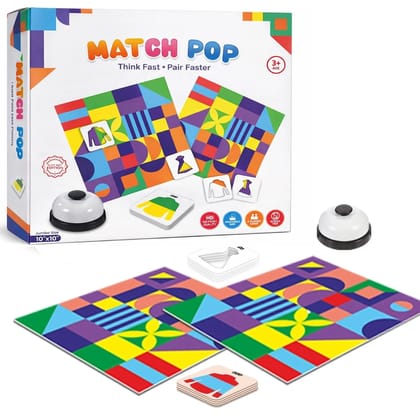 Braintastic Match Pop Fast Matching Game for Kids 3+ Years | Memory & Reaction Board Game with Bell | Improves Focus, Pattern Recognition & Observation | Fun Family Indoor Game & Gift for Boys & Girls