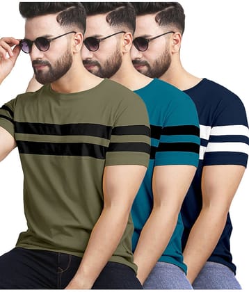AUSK Pack of 3 Cotton Blend Regular Fit Men's T-Shirt ( Green )
