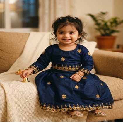 Baby Girl Festive Lehenga Navy Blue Handmade