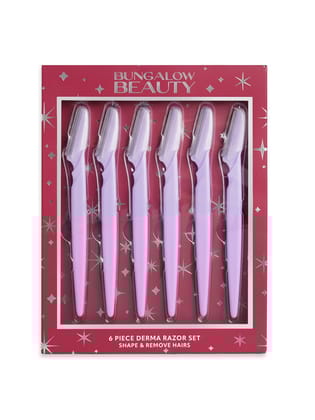 Bungalow Beauty Derma Razor Set, 6 Piece, Lilac, Shape and Remove Hair