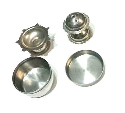 Nawani Set of 3, Steel Ghee Diya, Steel Agarbatti Stand(Size - 5 X 4 cm) and Silver Box, Poojan Purpose,Siz - 5 X 4 cm