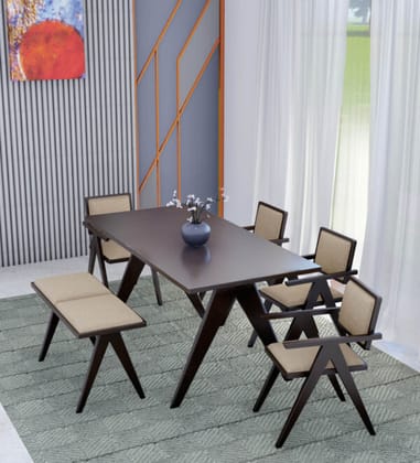 Eros Furniture Ravenna Solid Wood 6 Seater Dining Table with Matching Bench