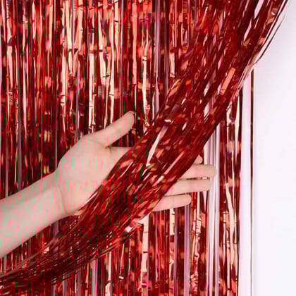 Red Foil Curtain 7FT X 3 FT