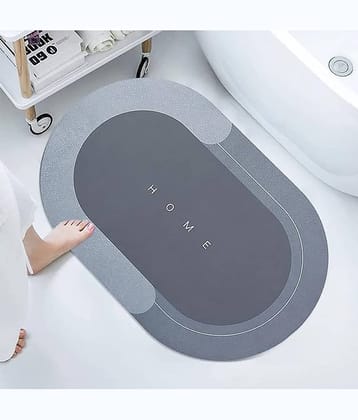 Shopeleven Gray Rubber Oval Floor Mat ( Pack of 1 )