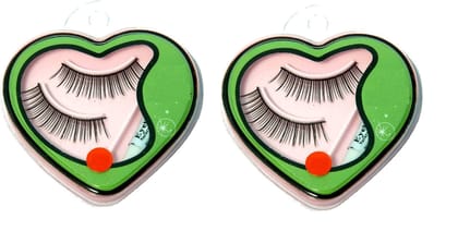 Glamezone Black Long False Eyelashes With Glue for Pretty Eye Makeup Combo Pack Of 2