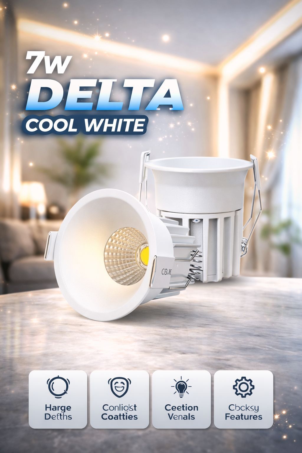 SPARKWORLD 7W Deep COB LED Downlight Recessed Ceiling Spotlight for Home, Showroom & Commercial Use (Cool White)