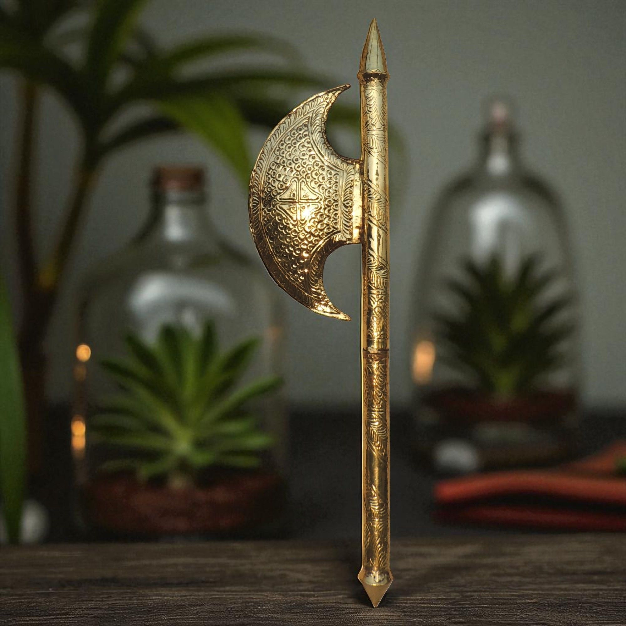 Brass Bhagwan Parshuram Farsa, Height : 34 Inch (ZMAS621 G)