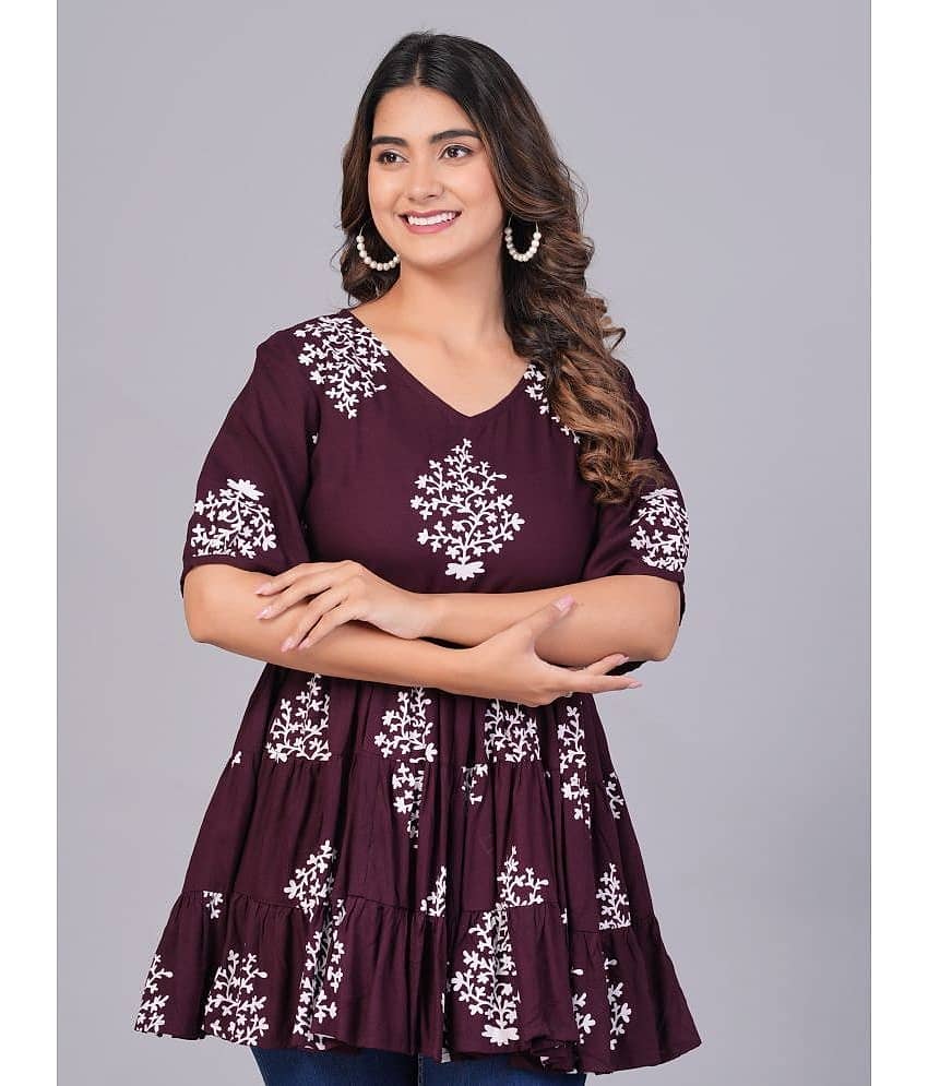 Smien Women's Rayon A-Line Top ( Yellow )