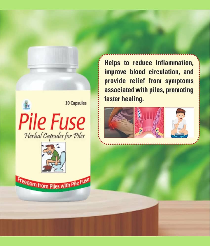 Sri Herbasia Biotech Ayurvedic Pile Fuse Herbal Capsule For Piles 10 No.S (Pack of 1)