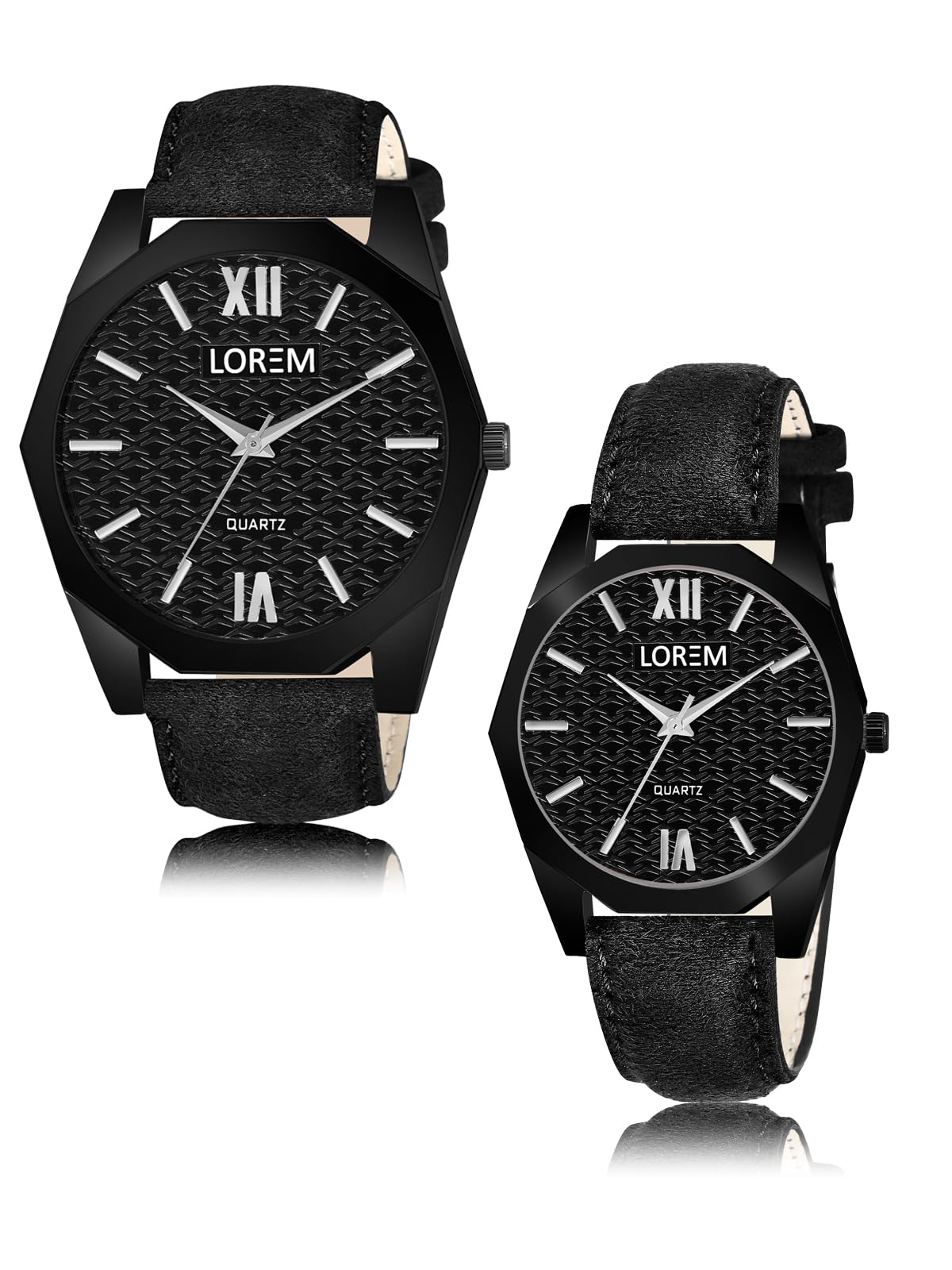 Black 3D embossed Dial Analog Watch for Lovely Couple LR82-LR329