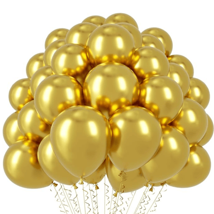 Chrome Gold Rubber / Latex Balloon - Helium Quality - 12 inches - 10PC